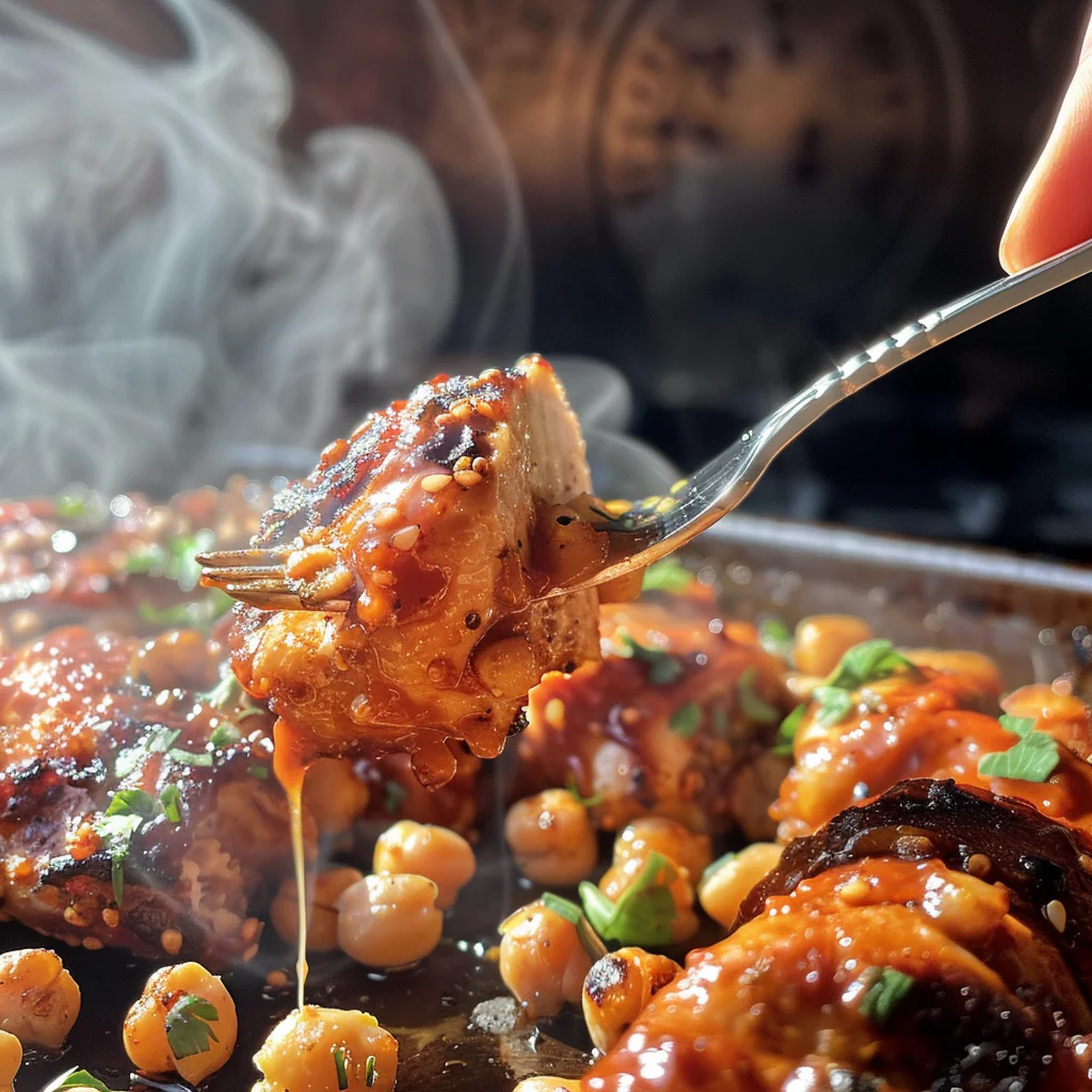fresh ingredients for Sheet Pan Harissa Chicken & Chickpeas With Roasted Vegetables For A Flavorful Weeknight Meal
