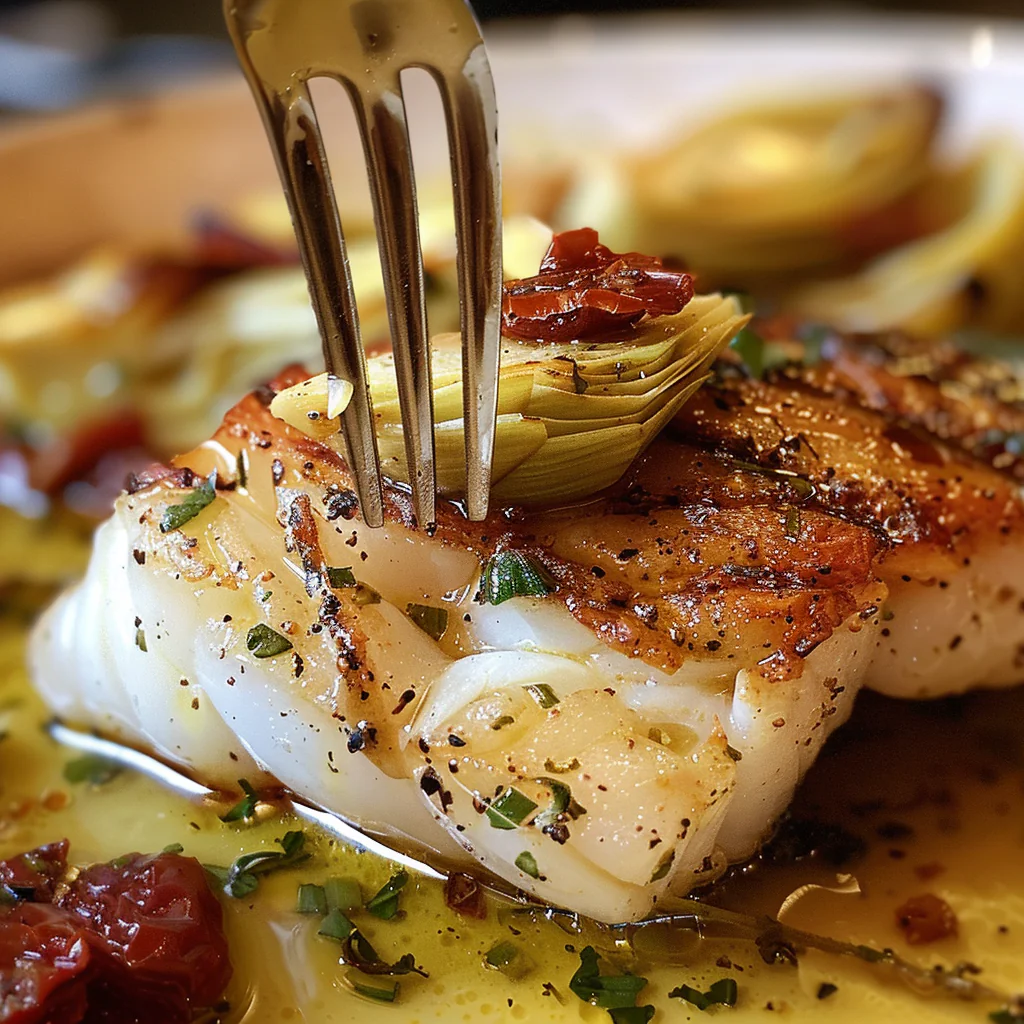fresh ingredients for Sheet Pan Lemon Herb Cod & Roasted Artichoke Hearts With Sundried Tomatoes For A Mediterranean-Inspired Dinner