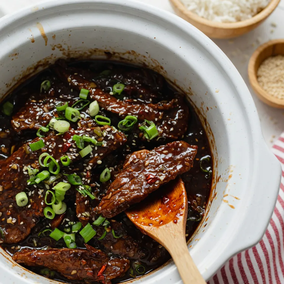fresh ingredients for Slow Cooker Mongolian Beef That Melts In Your Mouth And Beats Takeout